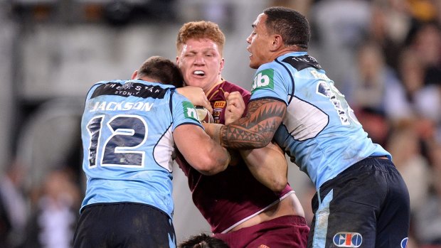 "If you don't toughen up you shouldn't be in the side": Dylan Napa gets hammered in game one.