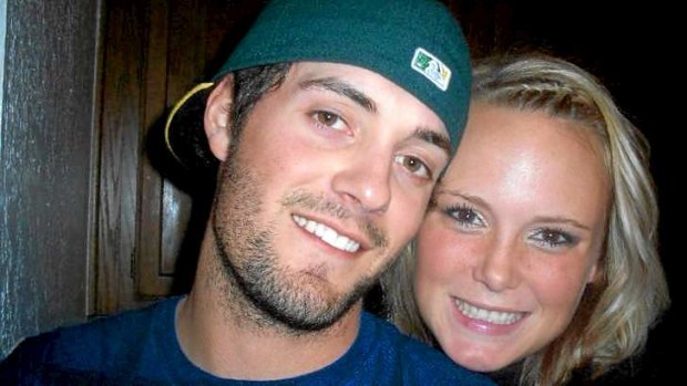 Shot dead: Australian baseballer Chris Lane with his girlfriend Sarah Harper.