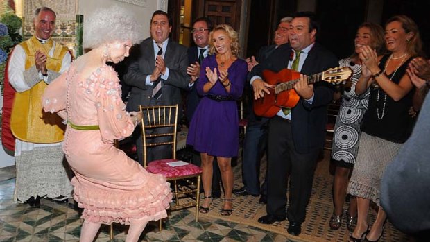 Dancing the night away ... Spain's Duchess of Alba shows off her moves.