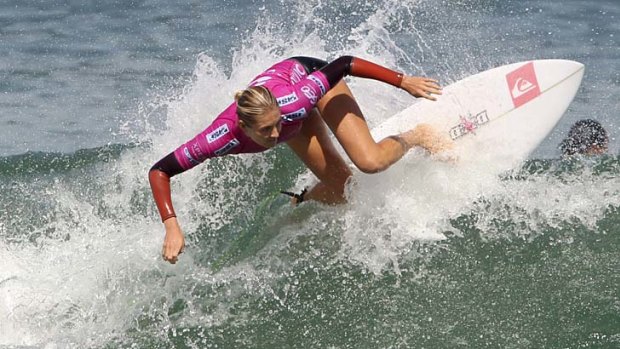 Stephanie Gilmore surfs during the women's ASP Billabong Rio Pro championship at Arpoador Beach in Rio de Janeiro.