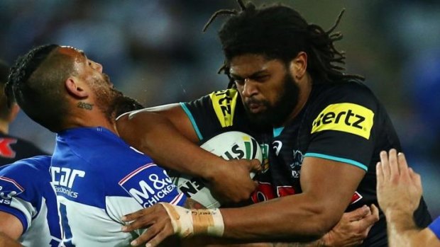 On the rampage ... Jamal Idris takes on the Bulldogs defence.
