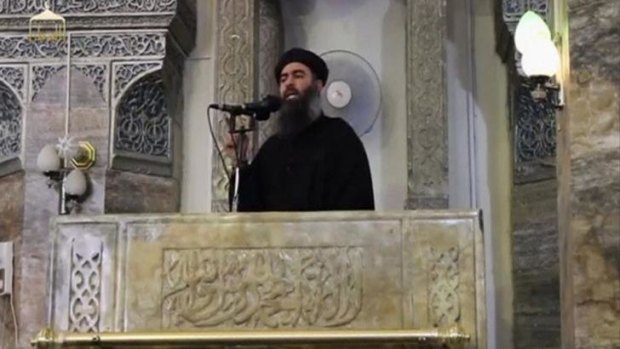 Footage released by supporters of the Islamic State in Iraq and the Levant purports to show its leader, Abu Bakr al-Baghdadi, preaching from the pulpit of the Nur al-Din Mosque in Mosul.