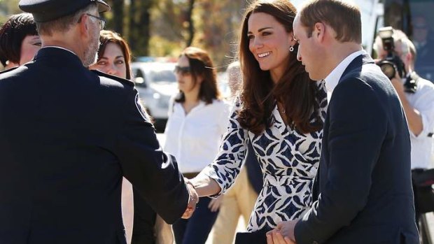 William and Catherine greet officials as they arrive to meet with families that lost their homes during bushfires in the Blue Mountains.