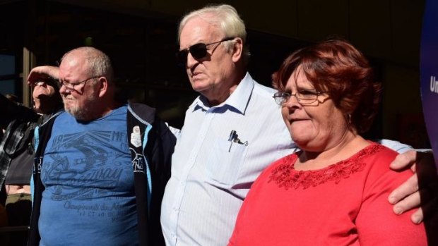 Anger ... Ashley Kennedy, Blacktown councillor Tony Bleasdale and Peta Kennedy at Wednesday's protest.