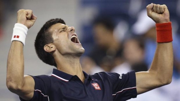 New York yell: Novak Djokovic celebrates after beating Andy Murray.