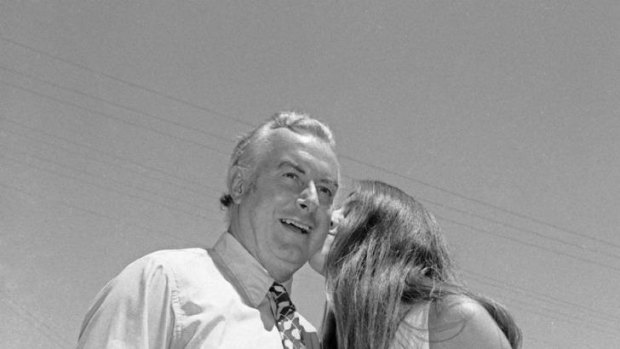 Symbolic and practical change: Gough Whitlam with his daughter Cathy during the 1972 election campaign. His changes made tertiary education more the norm than the rarity. 