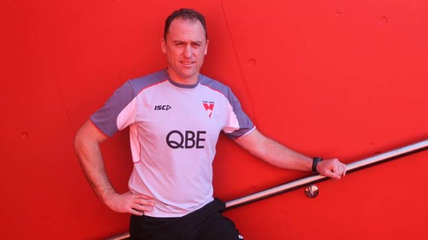 "Clearly that's unacceptable to have metal pegs on the ground" ... Swans' coach John Longmire.