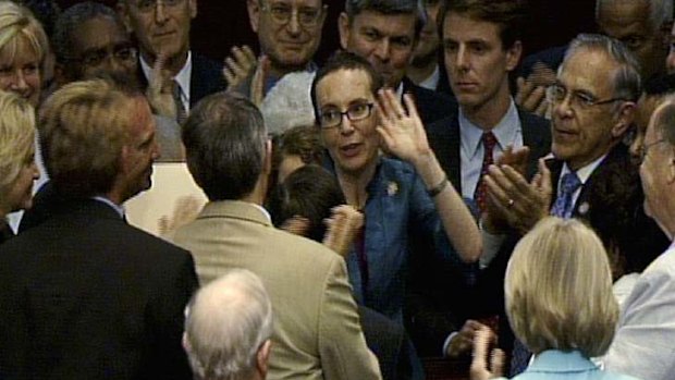 Cast her vote ... Gabrielle Giffords.