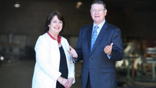 Victoria's Premier Denis Napthine and Glenelg councillor Karen Stephens during a visit to Keppel Prince in August.