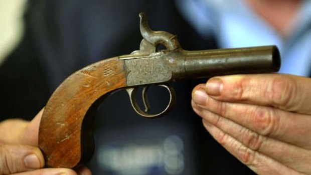 A muscat pistol, among the items handed in at South Melbourne Police staion last month. <i>Photo: Craig Abraham</i>