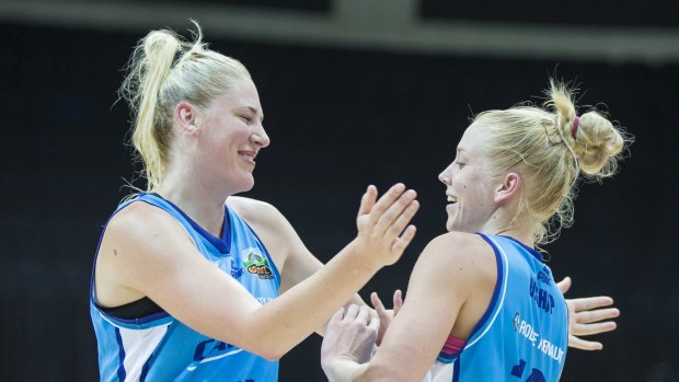 Lauren Jackson and Abby Bishop are beginning to form a deadly front court partnership for Canberra Capitals. 
