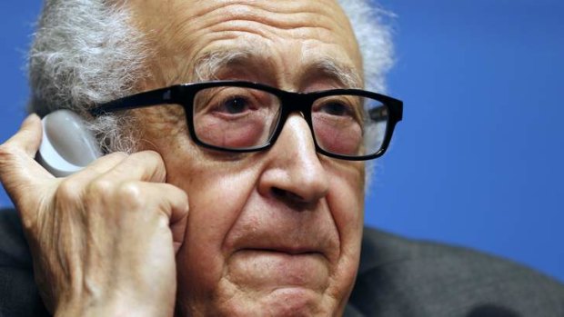UN Arab League envoy for Syria Lakhdar Brahimi reacts to a question at a news conference at the UN headquarters in Geneva.