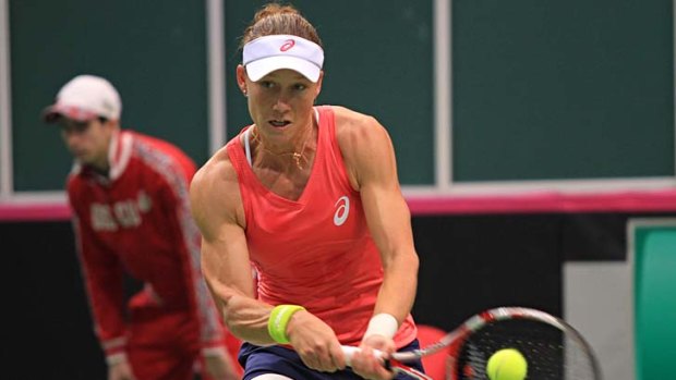 Samantha Stosur in action against to the Czech Republic's Petra Kvitova.