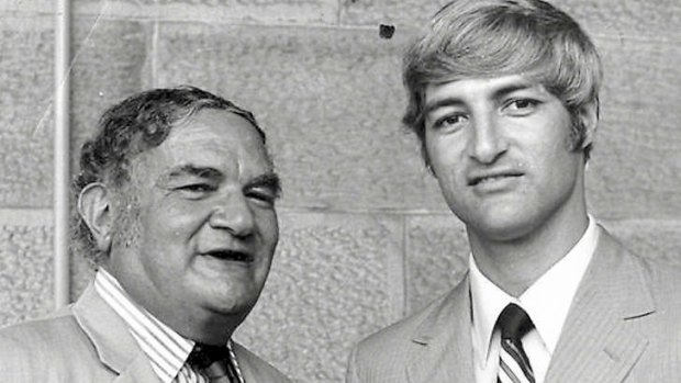 Back in the day … Katter with his father, Bob snr, in 1974.