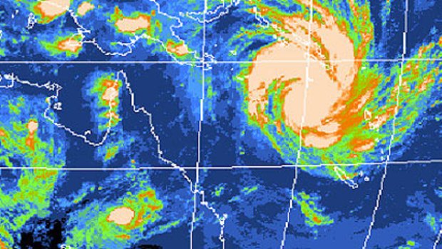 Tropical Cyclone Yasi moves towards the northern Queensland coast.