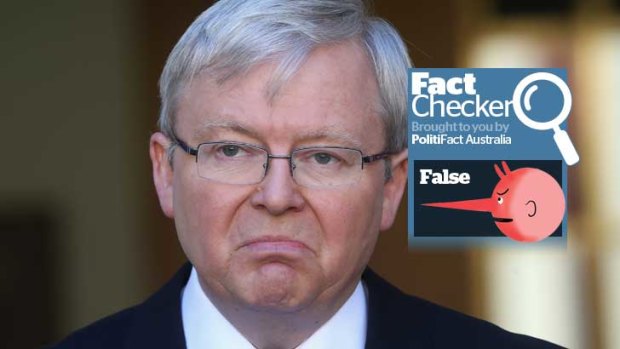 Kevin Rudd's claims on political ads have been rated false.
