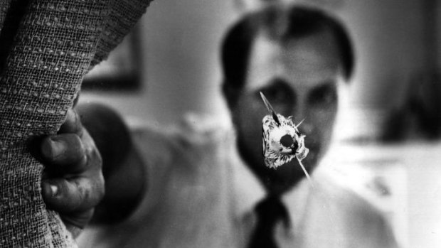 Murdered: John Newman and a bullet hole in his Canley Heights office in 1993.
