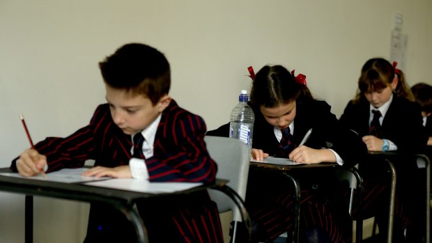 Year 3 students sit the NAPLAN test in 2015.