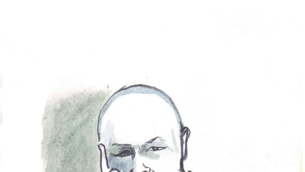 A court drawing of Gregory Brazel from 2002.
Illustration: Robin Cowcher 