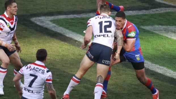 That hit: Sonny Bill Williams was suspended for two weeks for this shoulder charge on Willie Mason.