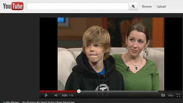 A video of an early television appearance, posted to commemorate Justin Bieber's YouTube record.