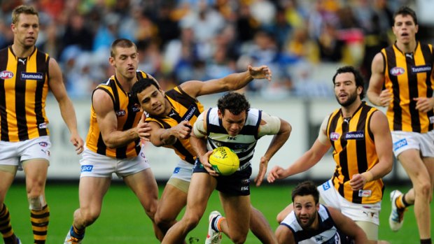 Geelong beat Hawthorn by two points in a thrilling tussle earlier in the season.