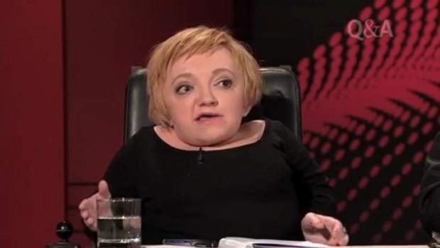 Stella Young appears on <i>Q&A</i> in August 2011.