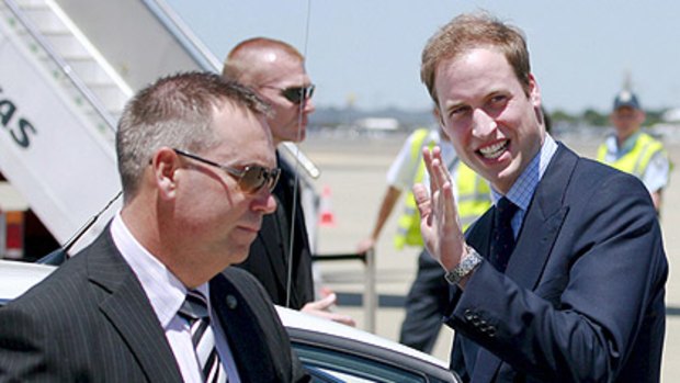 Prince William arrives at Sydney Airport today.