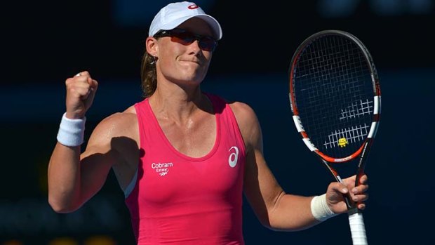 One down: Sam Stosur wins against Czech Klara Zakopalova at Melbourne Park on Monday - just days after losing to her in Hobart.