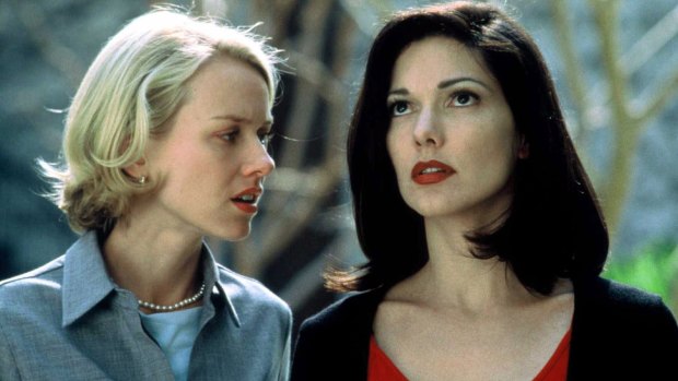 Naomi Watts, left, and Laura Elena Harring in <i>Mulholland Drive</i>, directed by David Lynch.