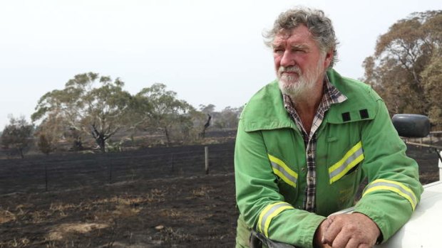 Philip Kenyon at his son's fire-damaged property in Willowmavin, west of Kilmore.