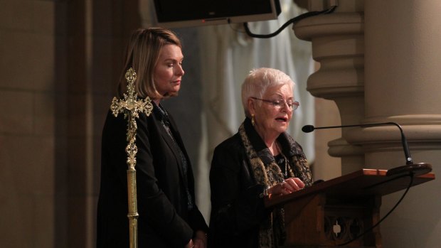 Philomene Tiernan's niece, Josephine Wright, and sister, Madeline Wright, at the mass to celebrate her life.