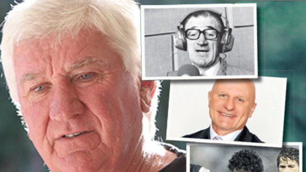‘I bash myself up more than most’ ... Ray Warren admits he’s his own harshest critic. Clockwise, from top, broadcasting great Frank Hyde, colleague Peter Sterling, and Rooster  ‘Francis-Paul’ Nuuausala.