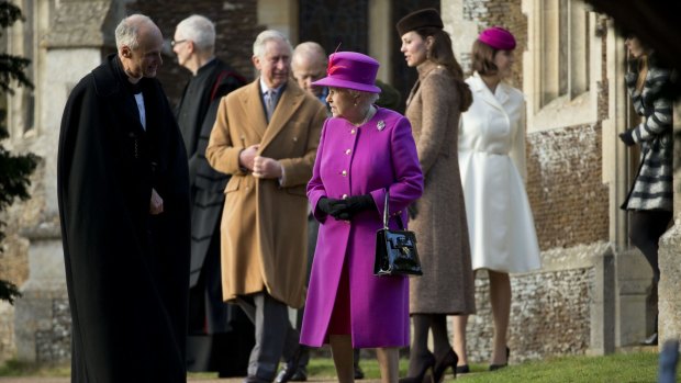 Public drawcard: Members of the royal family attended their traditional Christmas Day church service in Sandringham.
