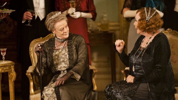 Maggie Smith as the Dowager Countess, left, and Shirley MacLaine.
