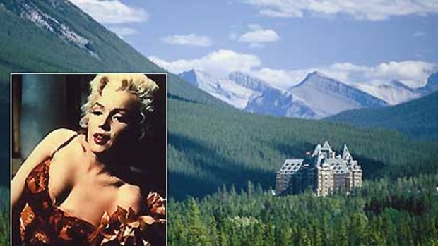 Nature in all its glory ... Fairmont Banff Springs and (inset) Marilyn Monroe in River Of No Return.