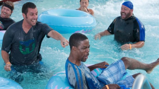 Dead in the water ... clockwise from front, Chris Rock, Adam Sandler, David Spade, Rob Schneider and Kevin James have some fun at the expense of women in <i>Grown Ups</i>.