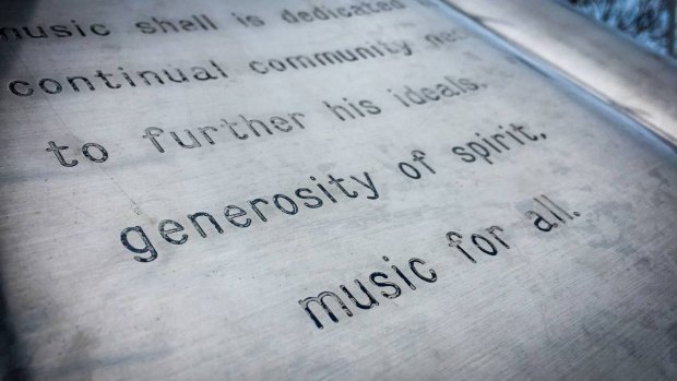 As it happens, the music shell is partly dedicated to "generosity of spirit."