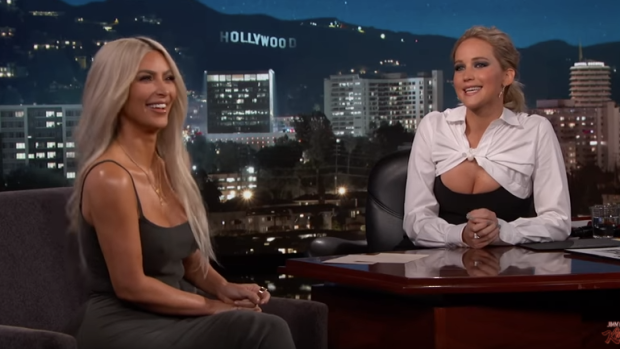 Good friends: Jennifer Lawrence interviews Kim Kardashian.