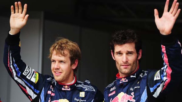 Teammates and rivals ... Mark Webber, right, and Sebastian Vettel.