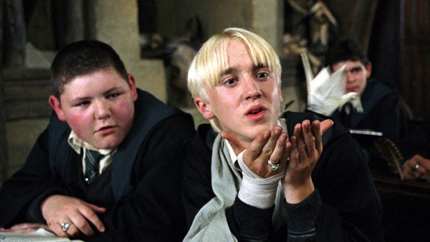 Jamie Waylett, left, as Crabbe, with co-star Tom Felton as Draco Malfoy, in Harry Potter and the Prisoner of Azkaban.