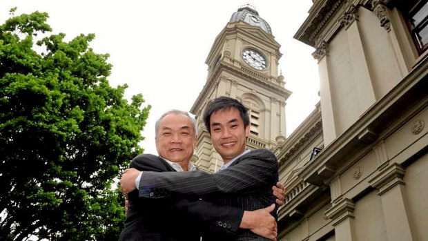 The former Lord Mayor John So (left) with his son, John So Jr, who failed in his bid to become Melbourne's Deputy Mayor earlier this year.