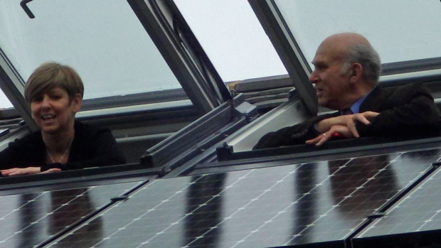 Sir Vince Cable promoting solar panels. 
