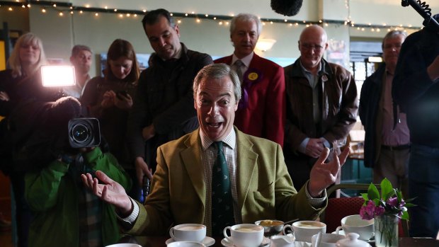 Nigel Farage campaigning earlier this month. 