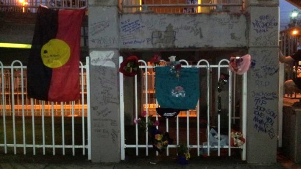 A memorial for Jackson Doolan at Loganlea station.