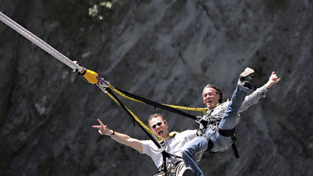 Rebound . . . van Asch and Hackett mark 20 years of bungy jumping.