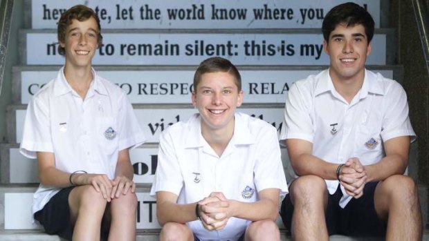 Engadine High School's (from left) vice-captain Jacob Heffernan, captain Kyle Richardson and vice-captain Joshua McFarlane have been through the Love Bites program.