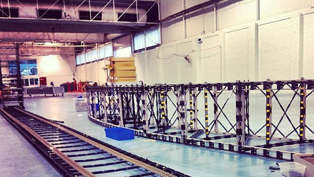 This 50,000-piece bridge lays waiting for this weekend's record attempt to build the World's Longest Working Lego Bridge in a Layout.
