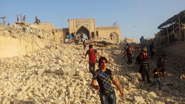 The rubble of the destroyed Tomb of Younis, or Jonah, in Mosul.