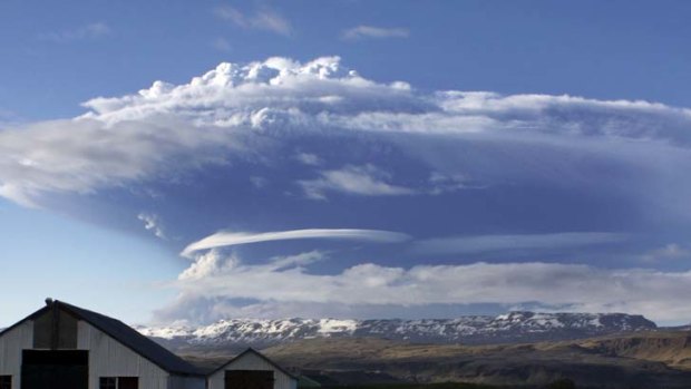 A cloud of smoke and ash is seen over the Grimsvoetn volcano on Iceland.